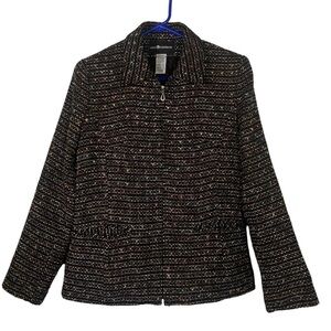 Sag Harbor Womens size 6 Multi color tweed lined full zip jacket/blazer
